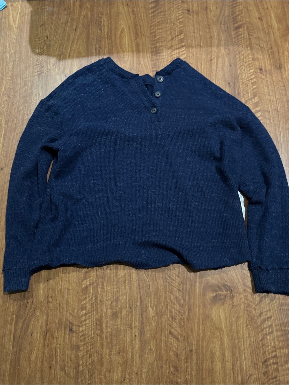 Urban Outfitters Navy Button-Front Henley Sweater